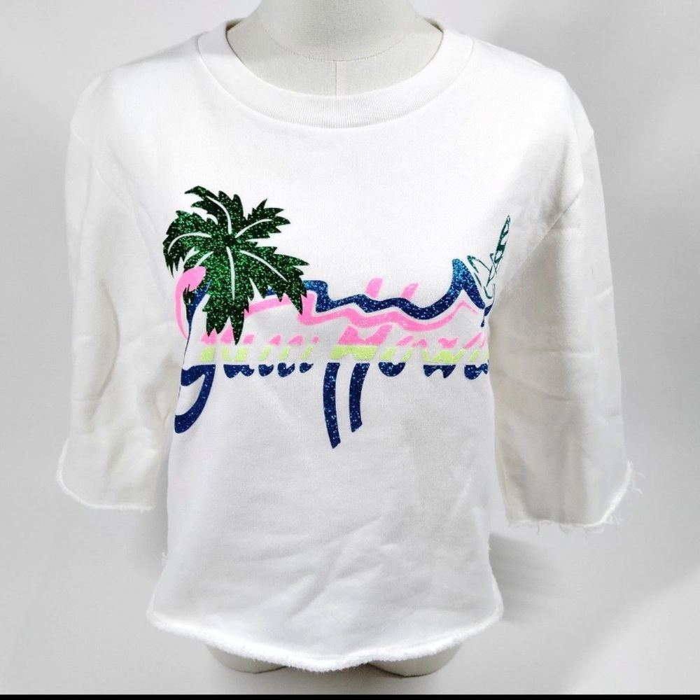 Gucci Hawaii Palm Tree Printed Crop Sweater XSmall or Small $890-